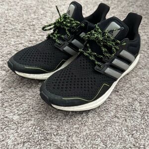 Adidas Black Sneakers with Neon Green Highlights